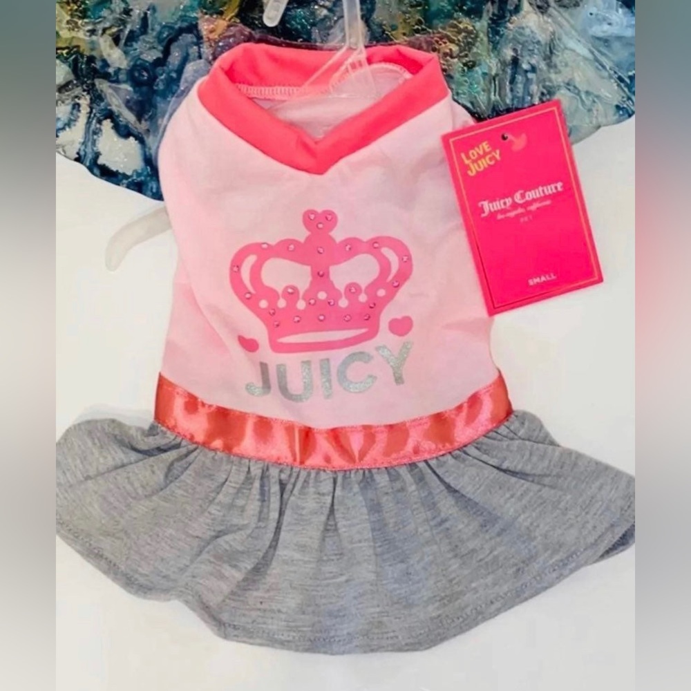 Juicy Couture Pet Dress  Small Grey Pink  NEW Dog Cat
